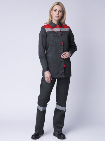 Костюм женский Веснис-2 СОП (тк.Смесовая,210) п/к, т.серый/красный