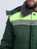 Костюм зимний на пуговицах Квайл-1 СОП (тк.Смесовая,210) брюки, т.зеленый/лимонный