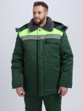 Костюм зимний на пуговицах Квайл-1 СОП (тк.Смесовая,210) брюки, т.зеленый/лимонный