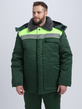 Костюм зимний на пуговицах Квайл-1 СОП (тк.Смесовая,210) брюки, т.зеленый/лимонный